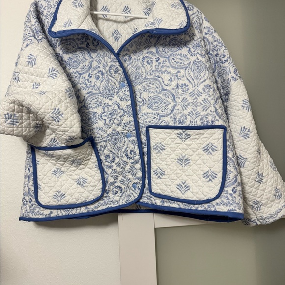 Jackets & Blazers - Handmade Blue and White Quilted Jacket